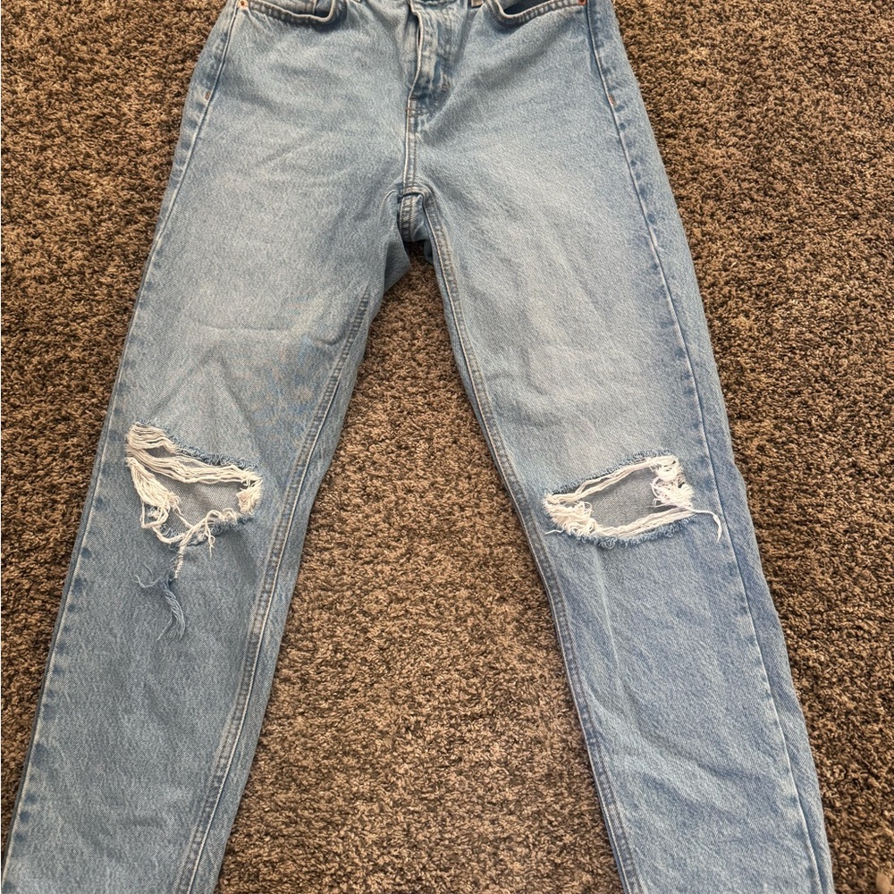 Topshop Light Blue Ripped Skinny Jeans